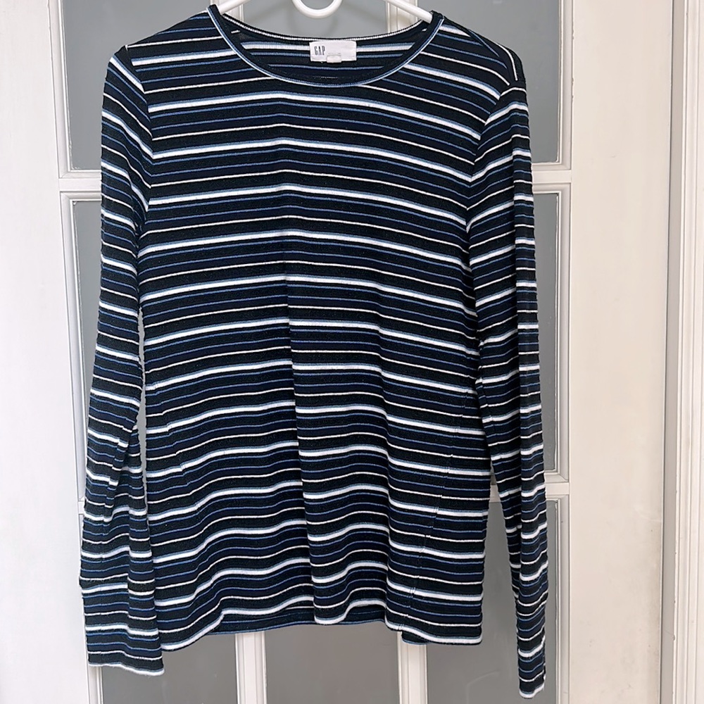 GAP Long Sleeve Striped Tee - Navy, White, Light Blue